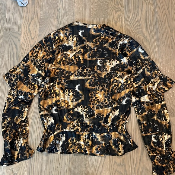 Women's Scotch & Soda Print Ruffle Sleeve Popover Blouse - Sz Small - Picture 6 of 6